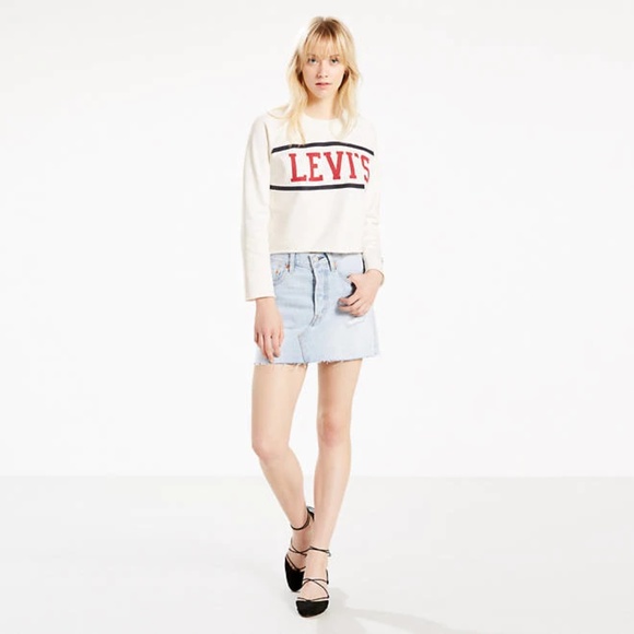 Levis Deconstructed Distressed Mini Jean Skirt - Picture 4 of 7